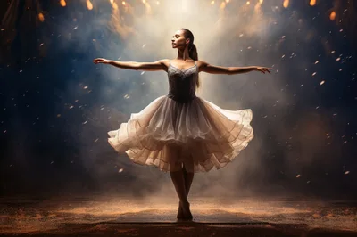 Ballerina Performing Graceful Dance On Stage