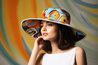 Fashion Portrait Of A Woman Wearing A Colorful Hat