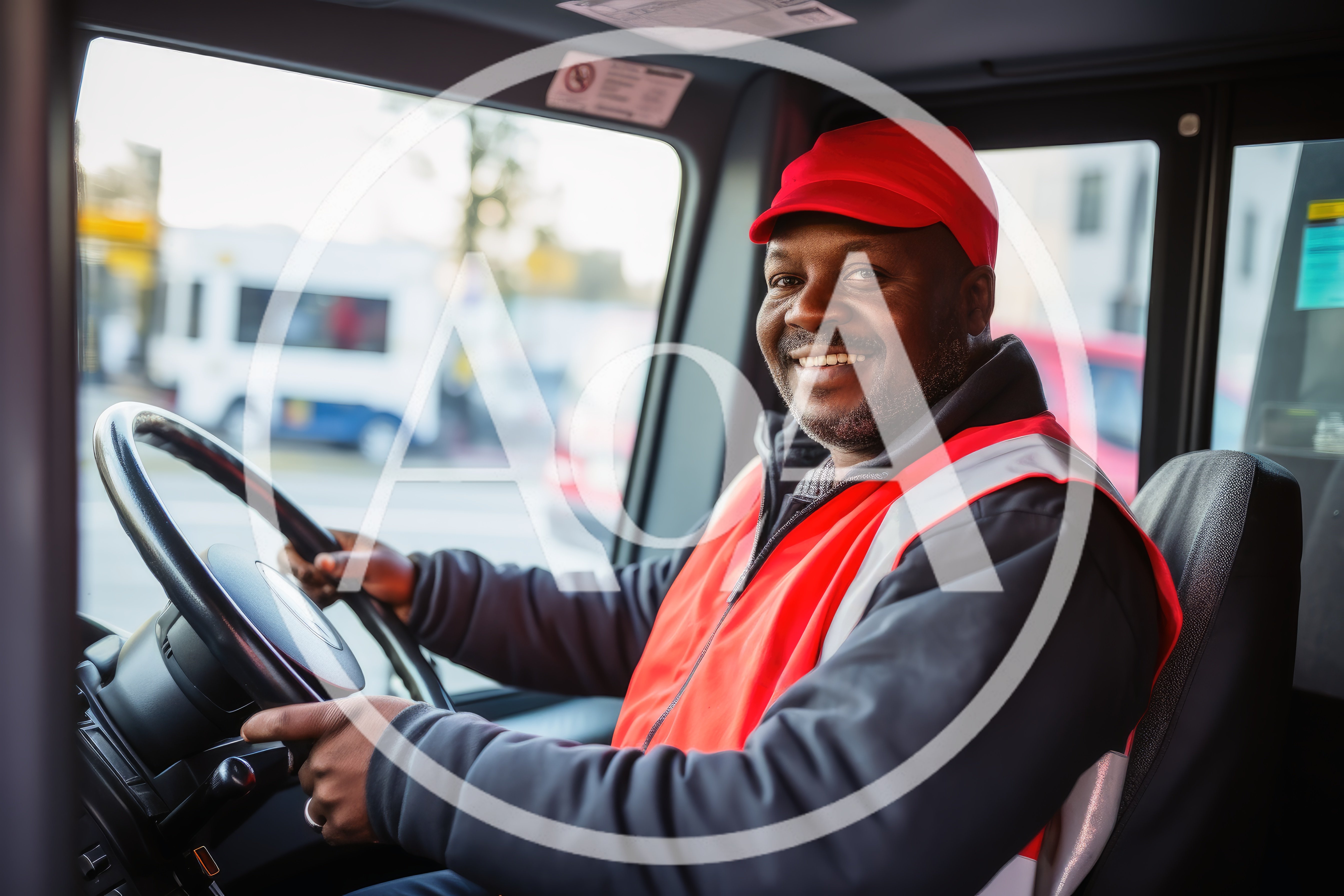 Smiling Delivery Driver Operating A Commercial Truck