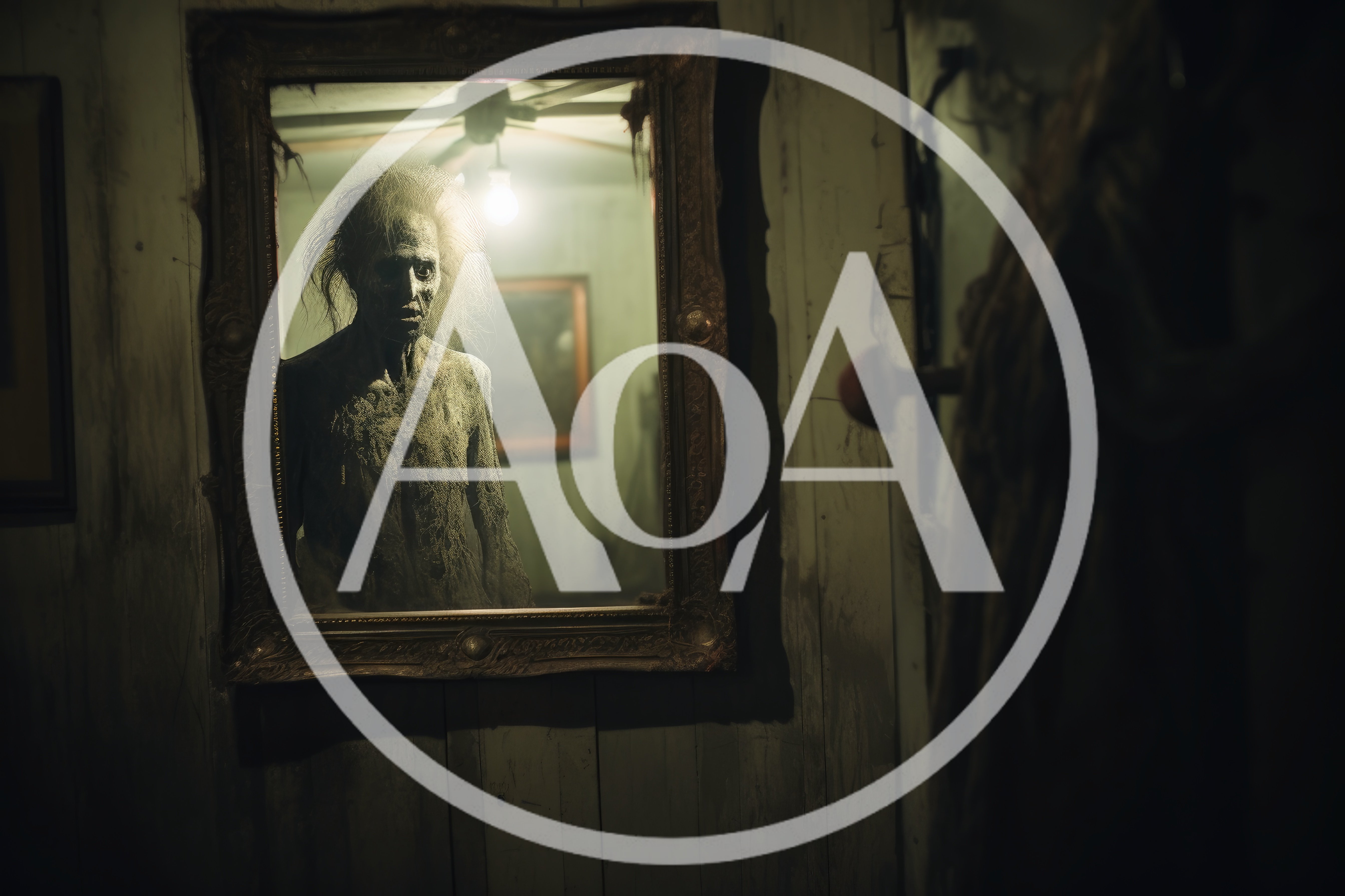 Eerie Ghostly Figure Reflected In An Antique Mirror