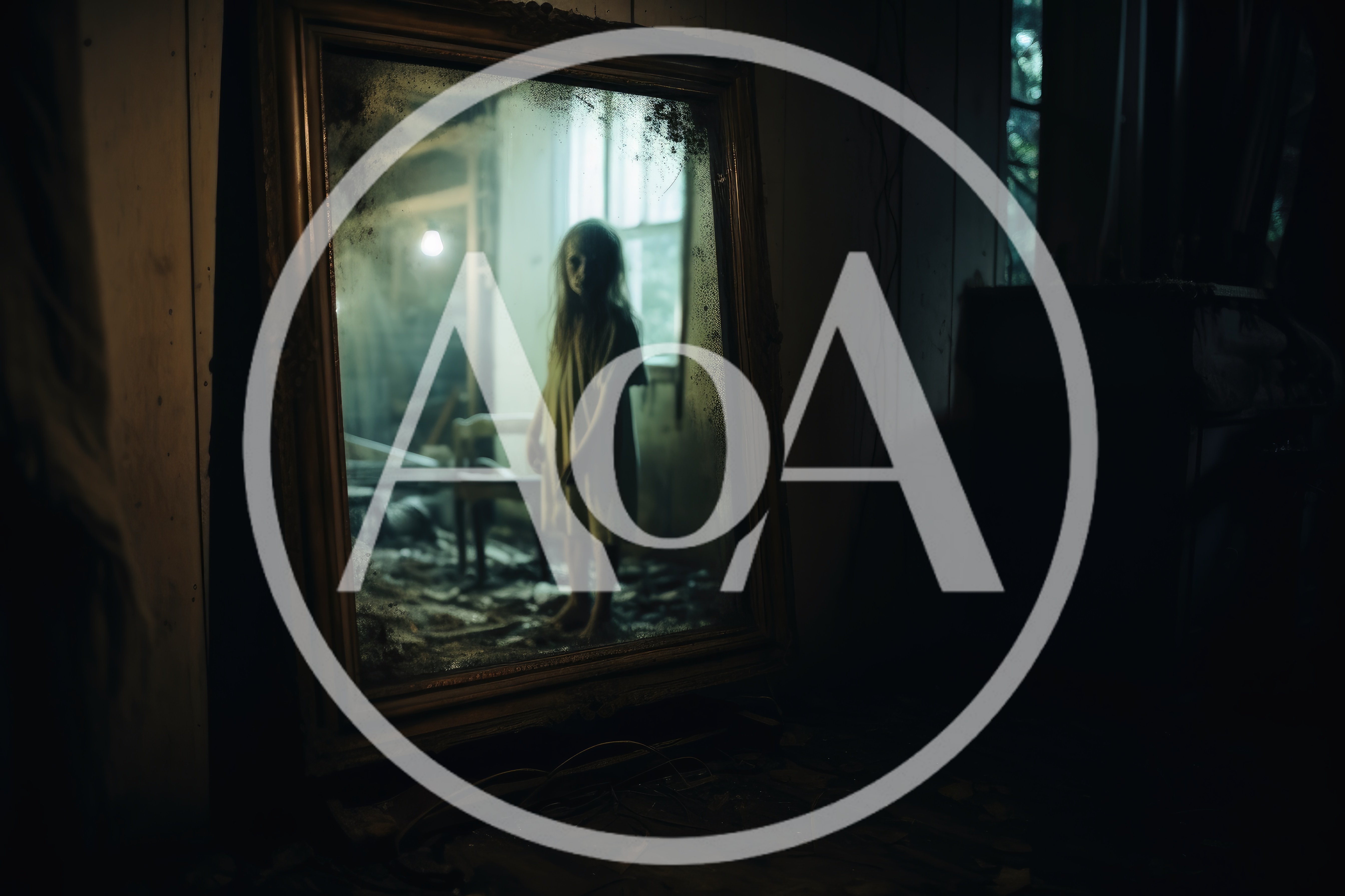 Ghostly Child Standing Inside An Antique Mirror
