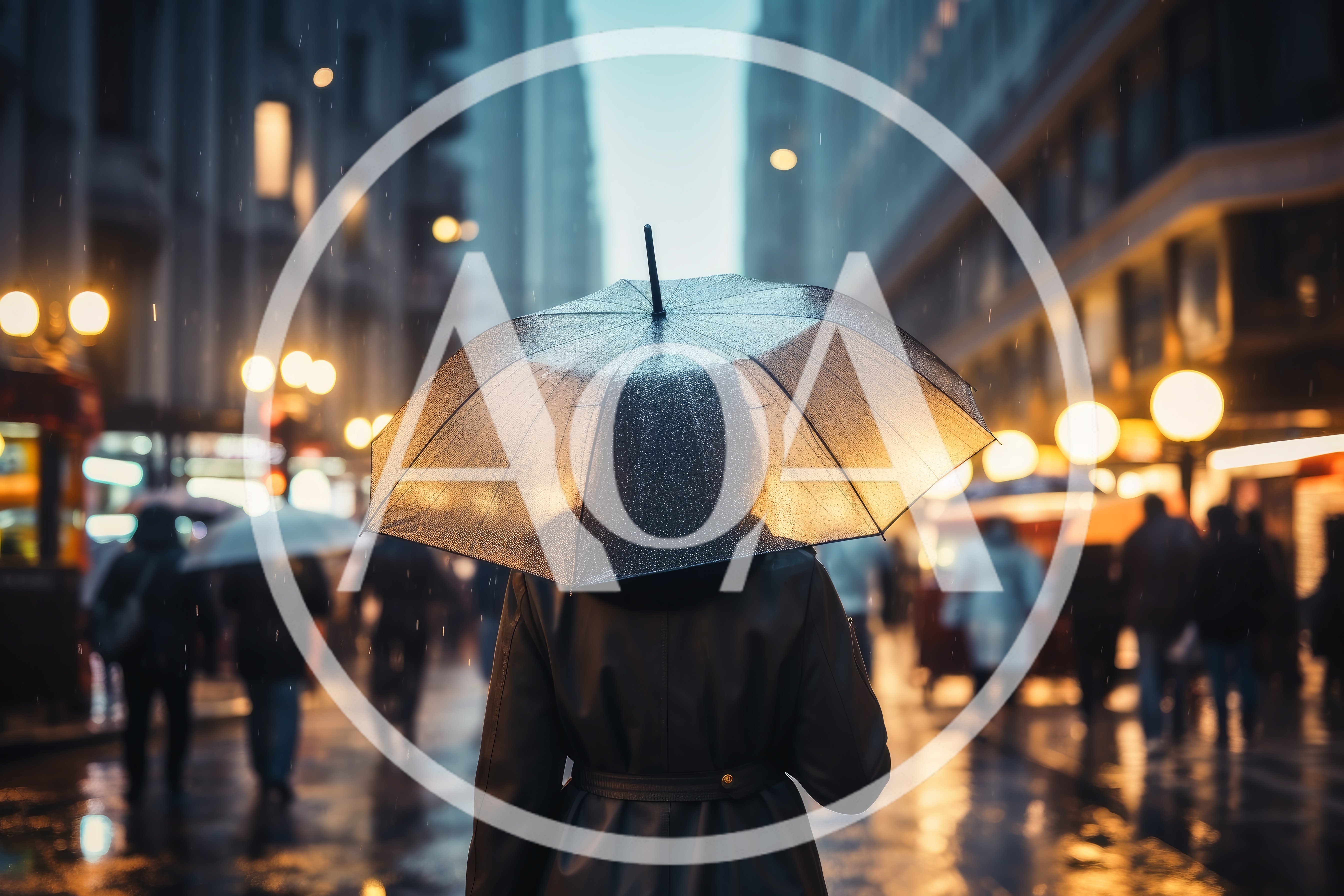 Person Walking With Umbrella In Rainy City Street