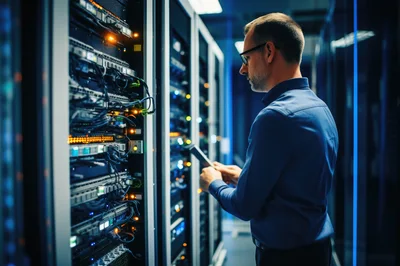 IT Technician Working In A Modern Data Center