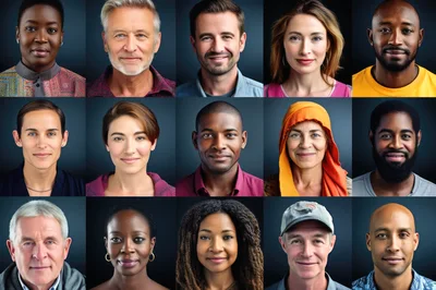 Diverse Group Of People Portraits In A Grid