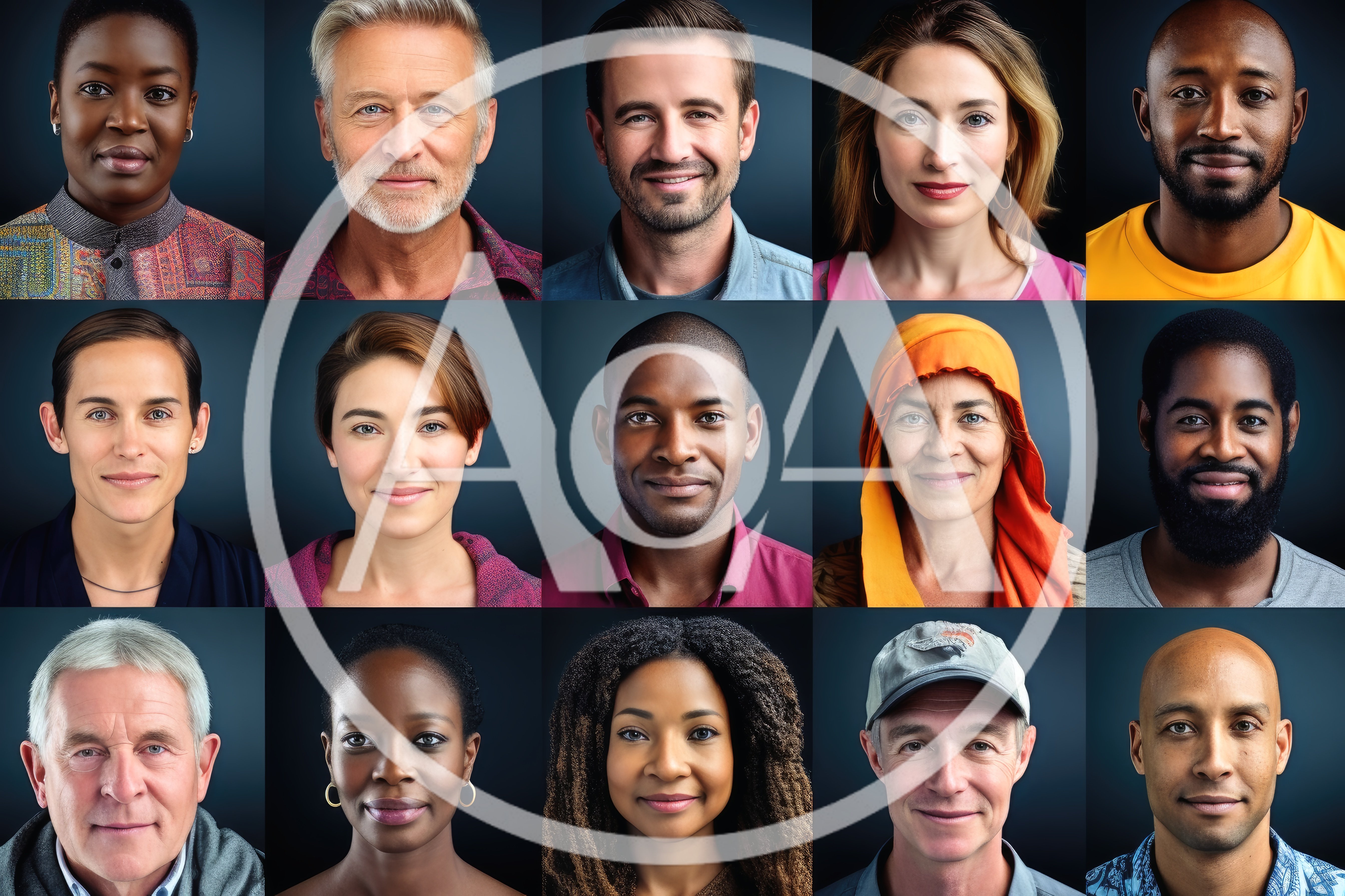 Diverse Group Of People Portraits In A Grid