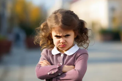 Angry Little Girl With Crossed Arms