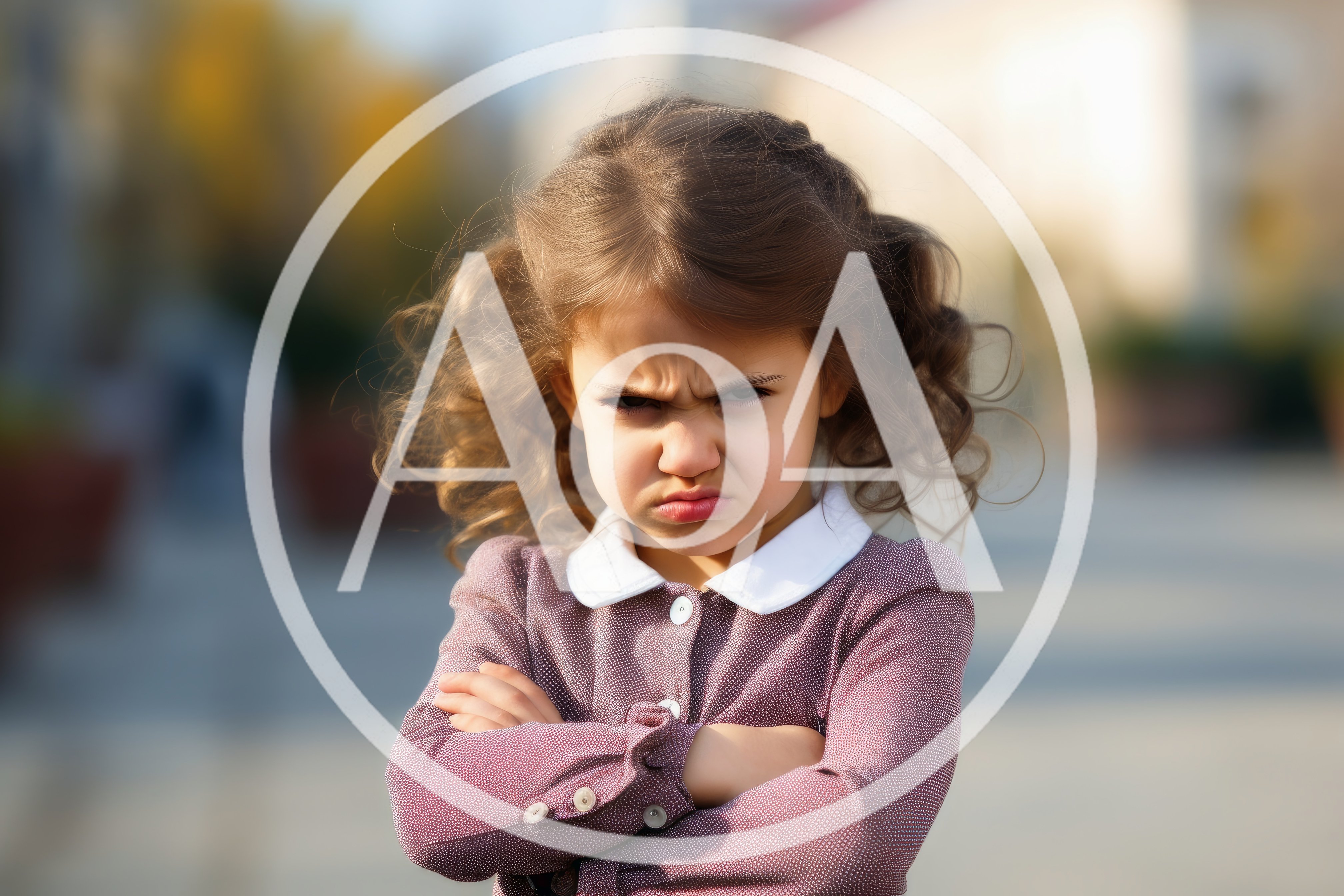 Angry Little Girl With Crossed Arms