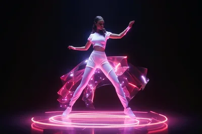 Futuristic Dancer Performing With Neon Light Effects