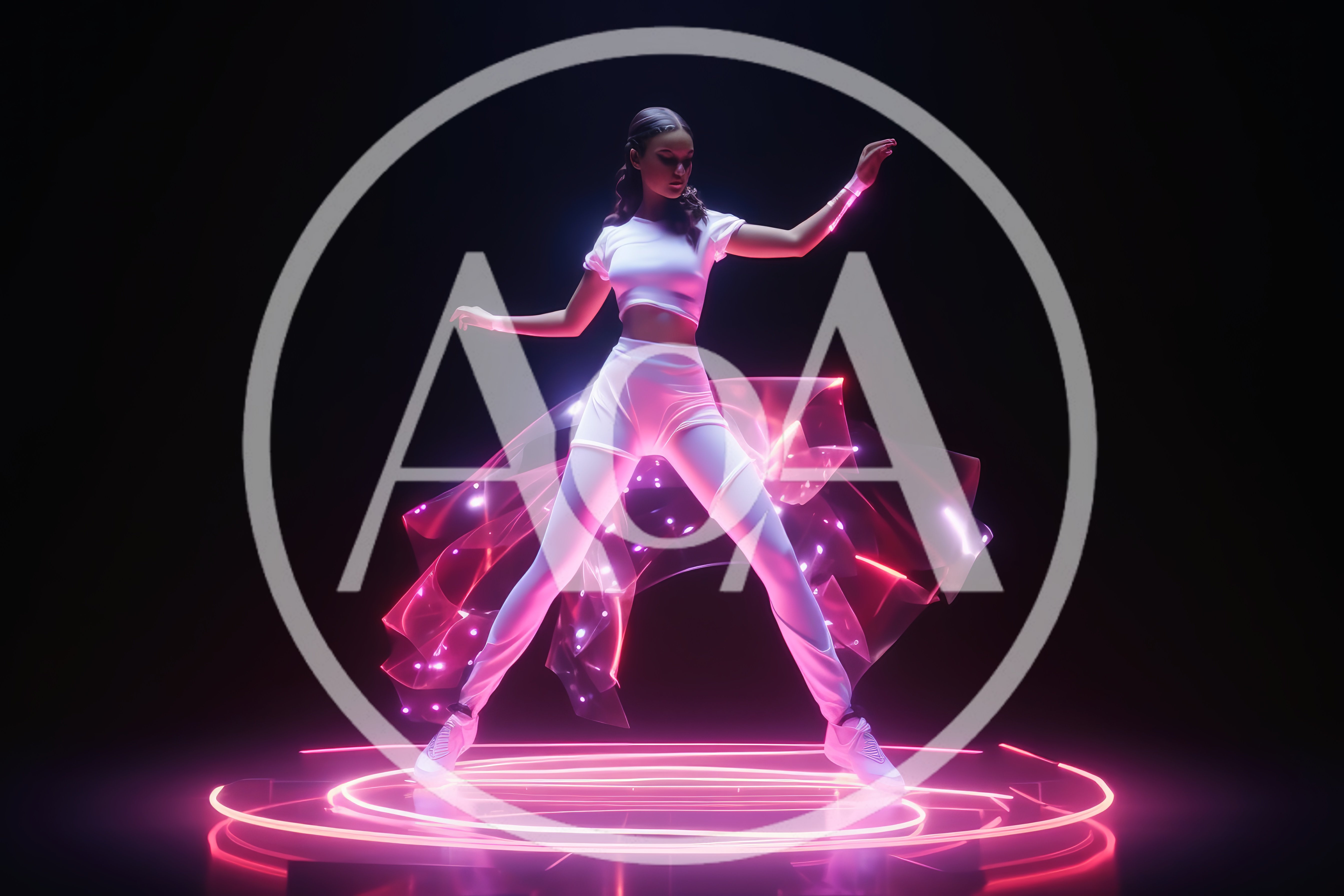 Futuristic Dancer Performing With Neon Light Effects