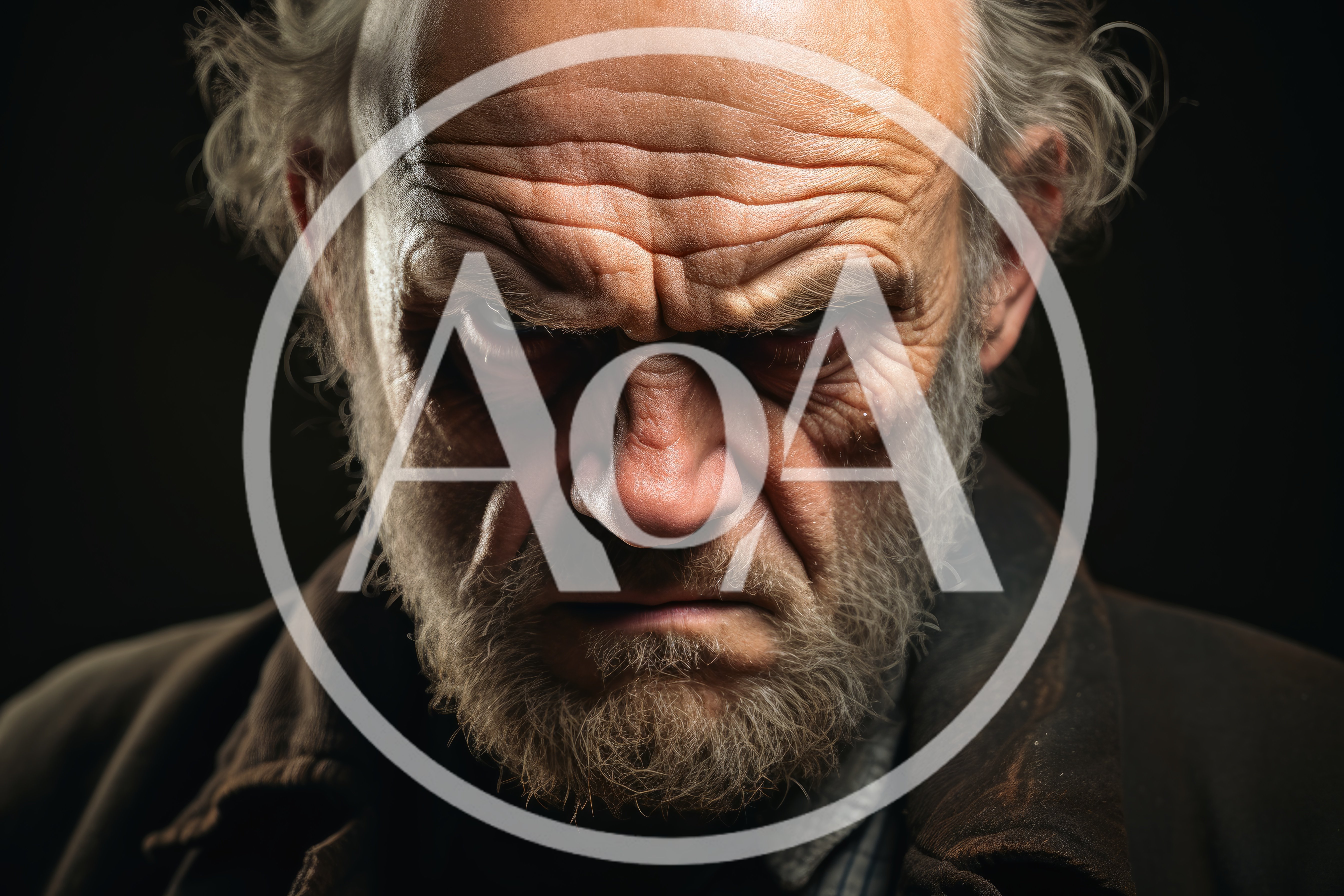 Close Up Portrait Of An Angry Elderly Man
