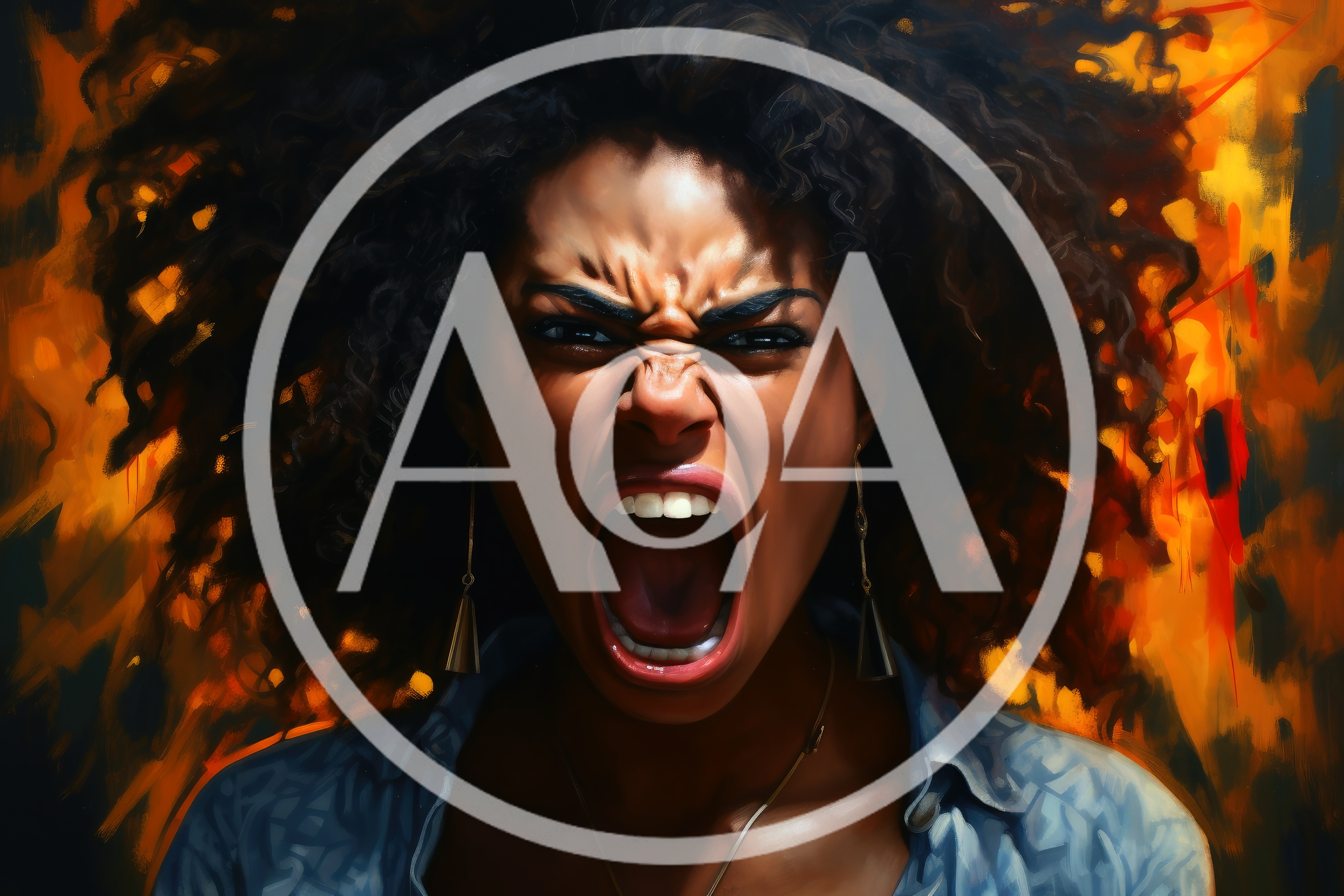 Portrait Of An Angry Woman Screaming With Intense Emotion