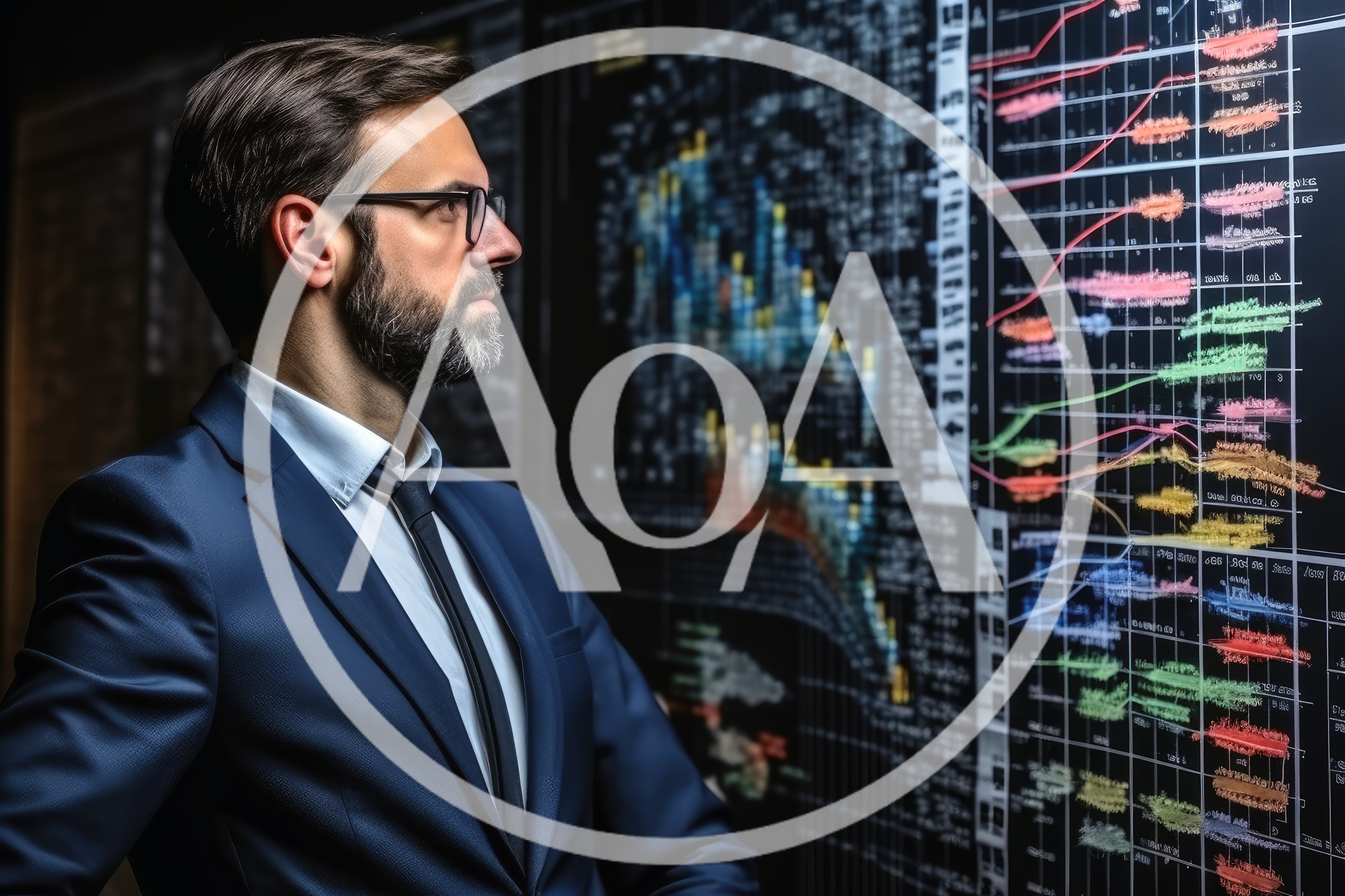 Professional Financial Analyst Examining Complex Data Charts