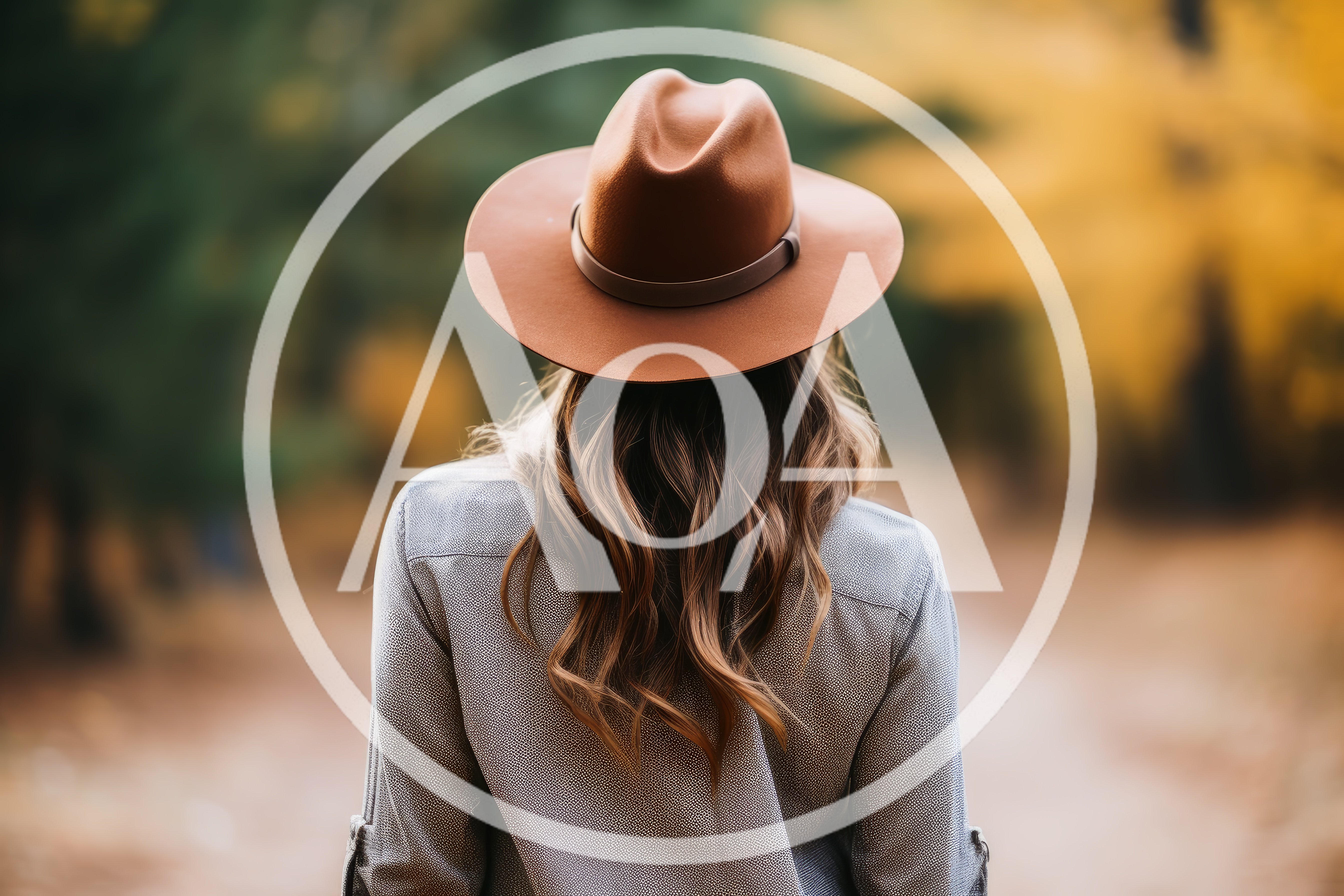 Woman Wearing A Fedora Hat In Autumn Forest
