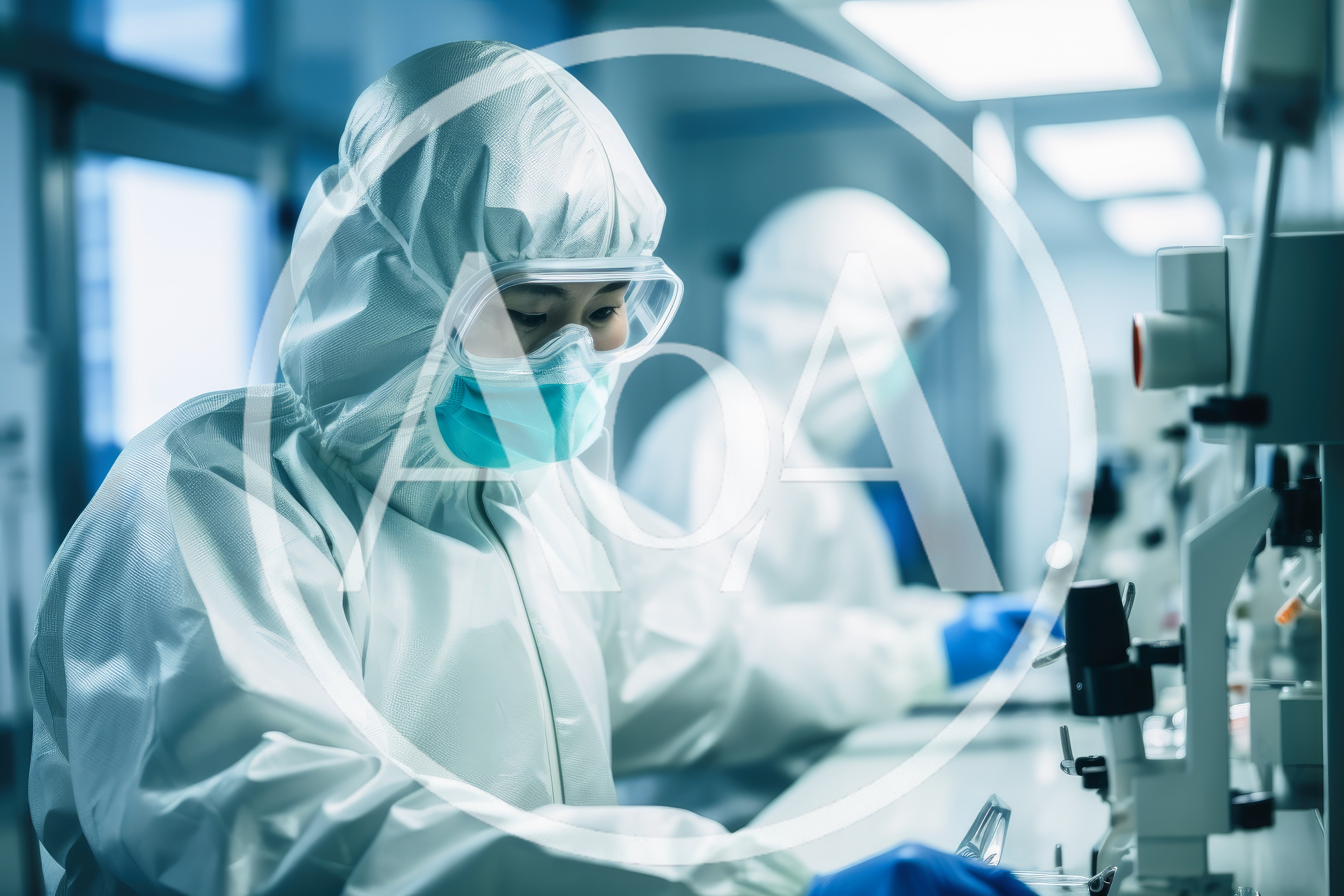 Scientists Working In A Sterile Laboratory Environment