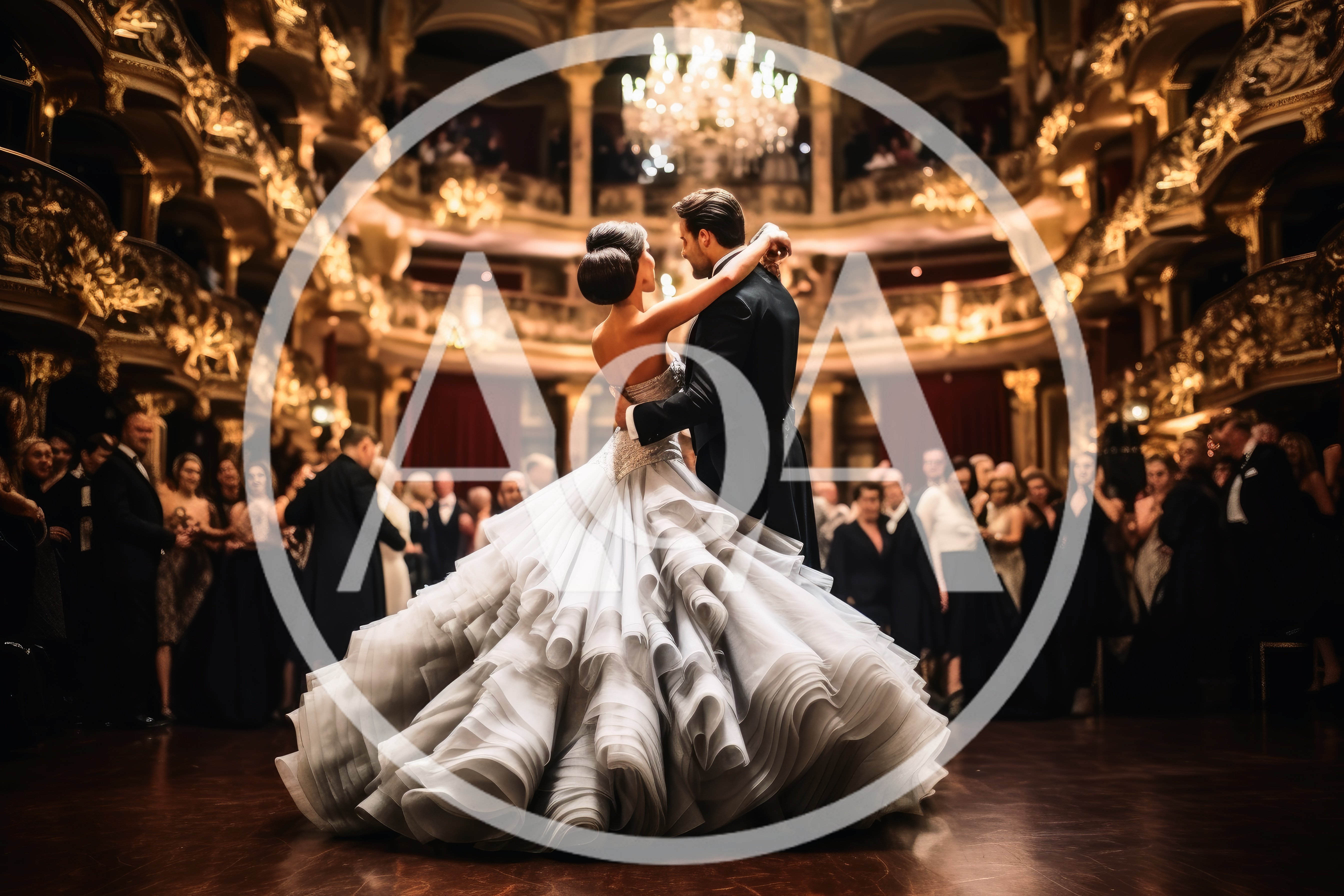 Elegant Couple Dancing In A Grand Opera House