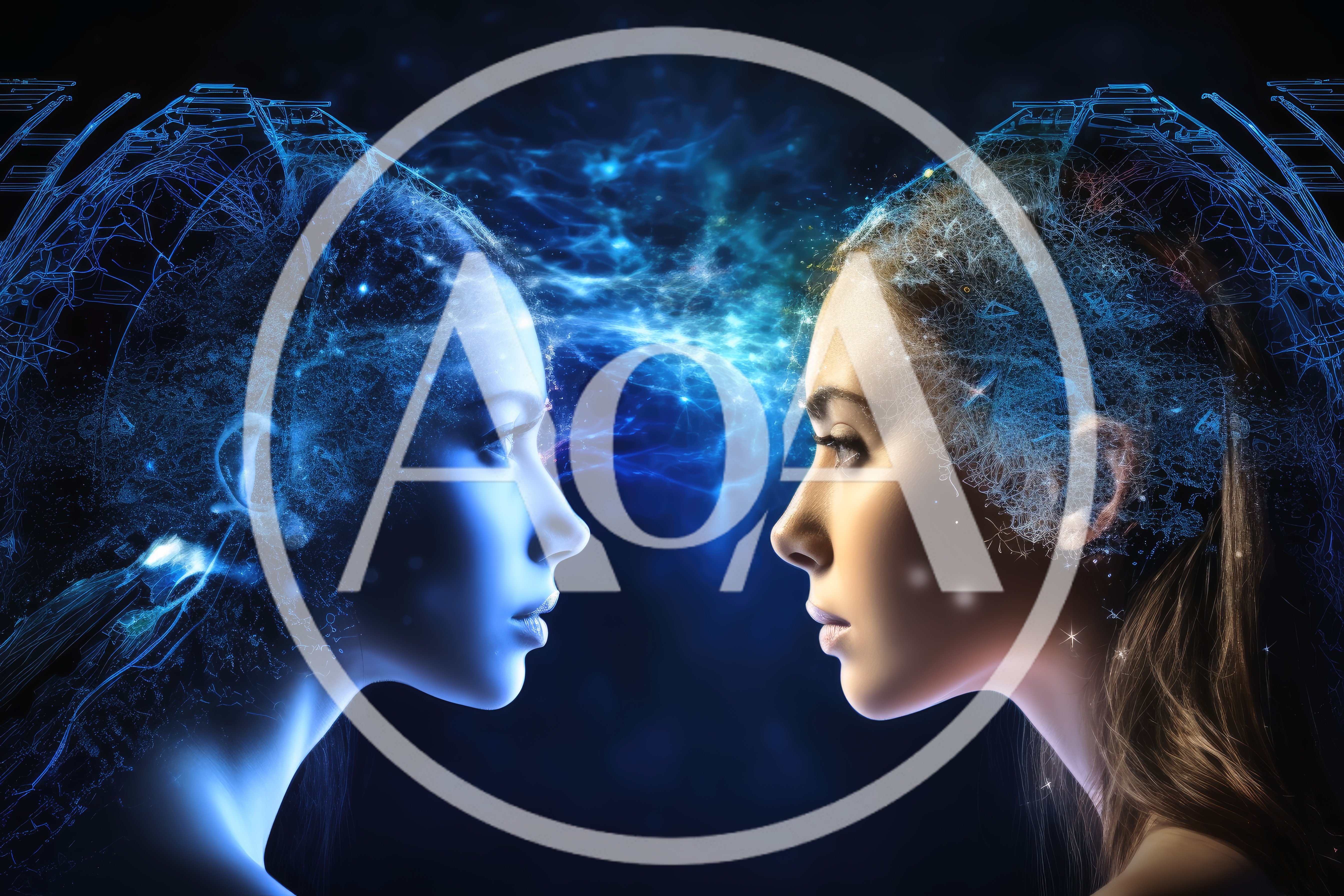 Digital Human Connection And Artificial Intelligence Conceptual Art