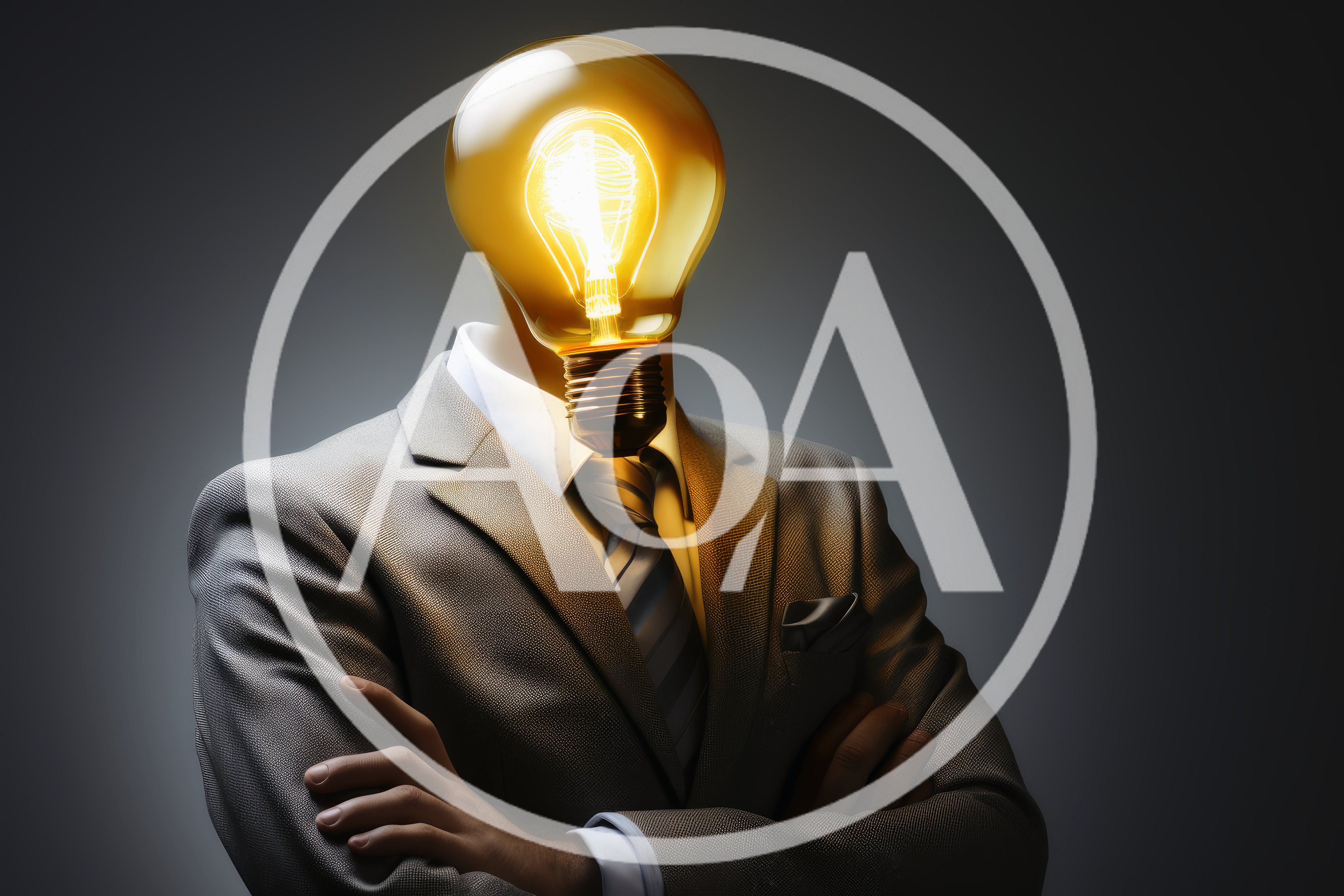 Businessman With A Glowing Lightbulb Head