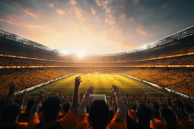 Crowd Cheering At A Packed Soccer Stadium
