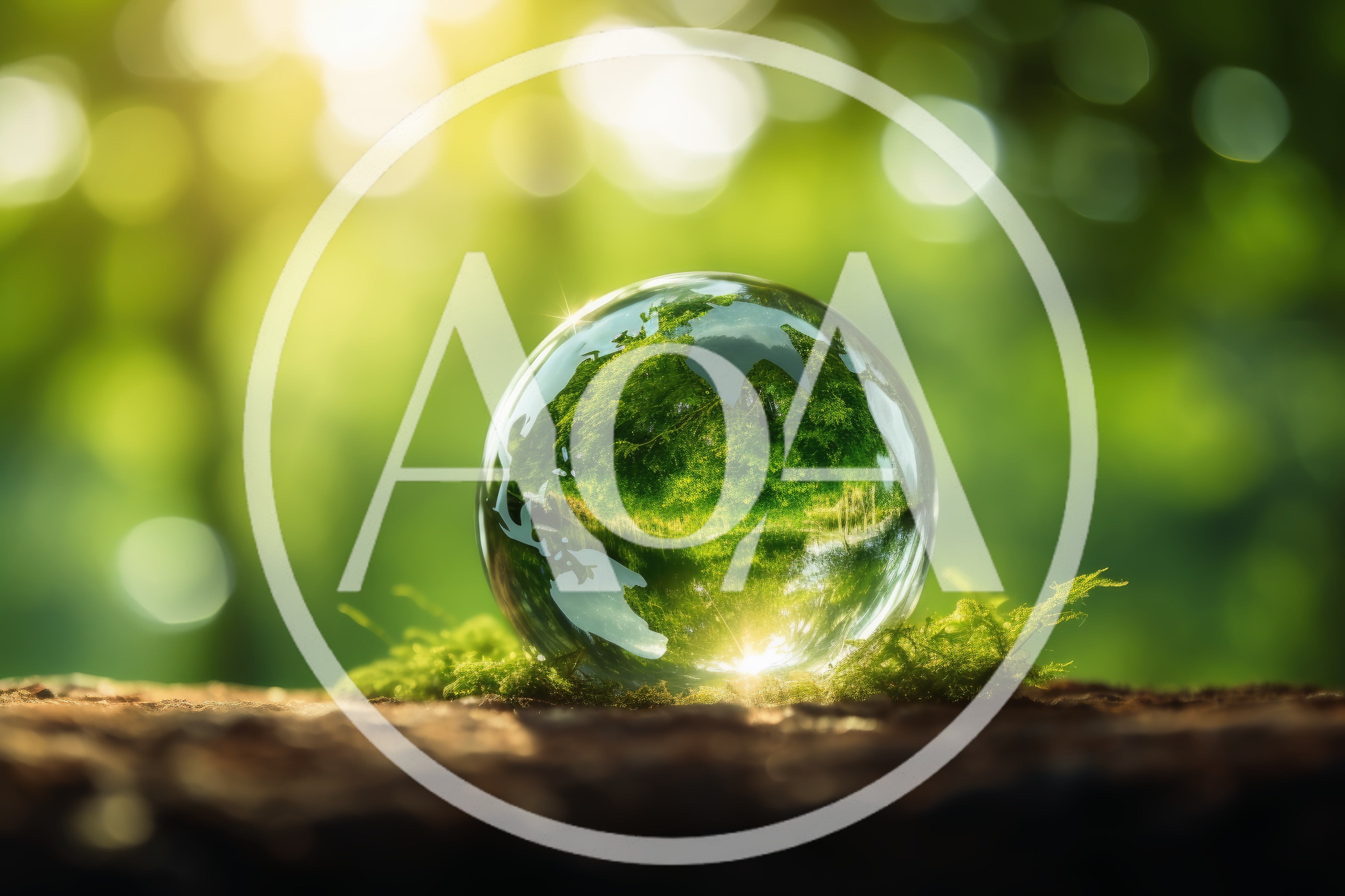 Glass Globe Reflecting Forest Landscape On Mossy Ground