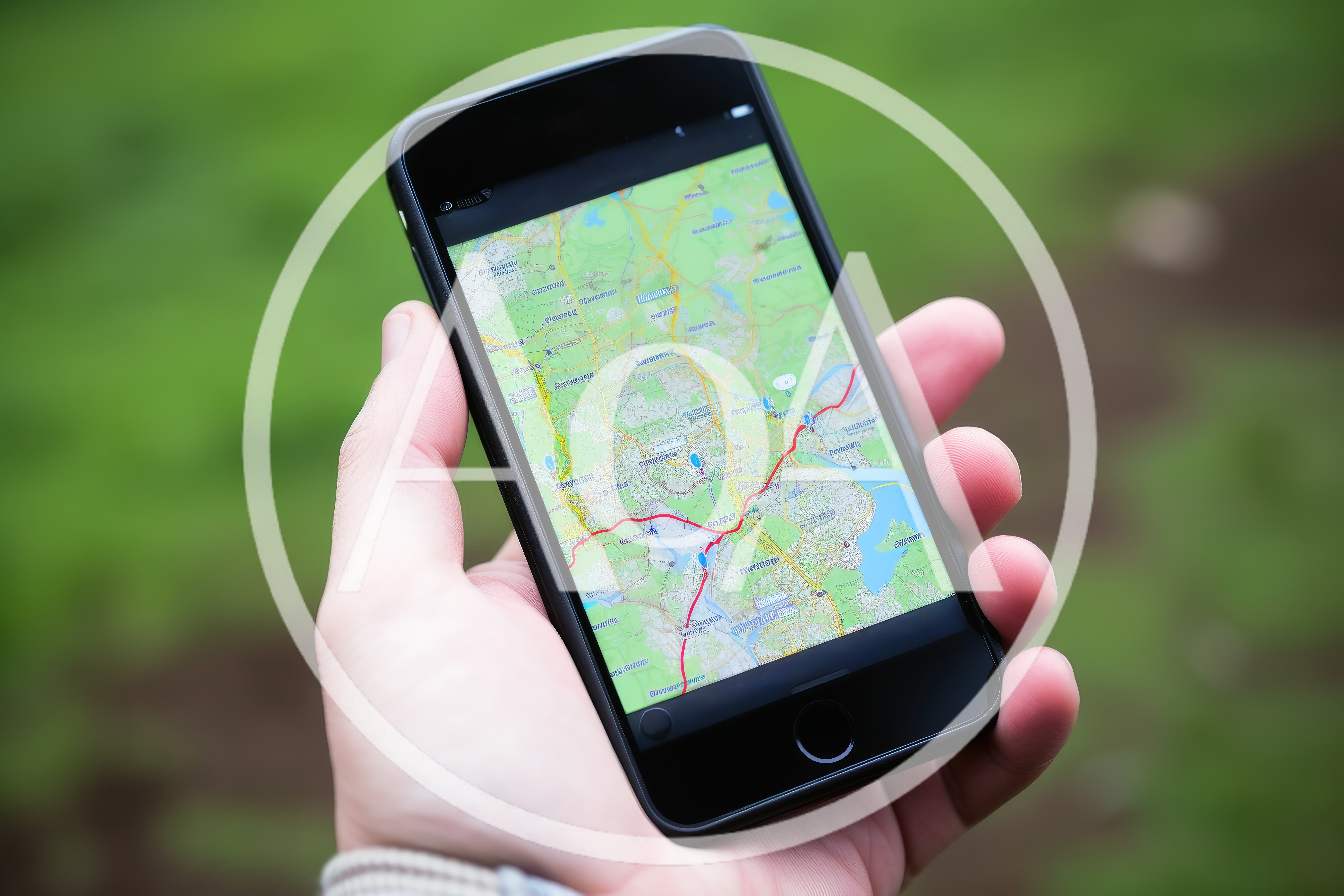 Person Holding Smartphone Displaying Digital Map Navigation
