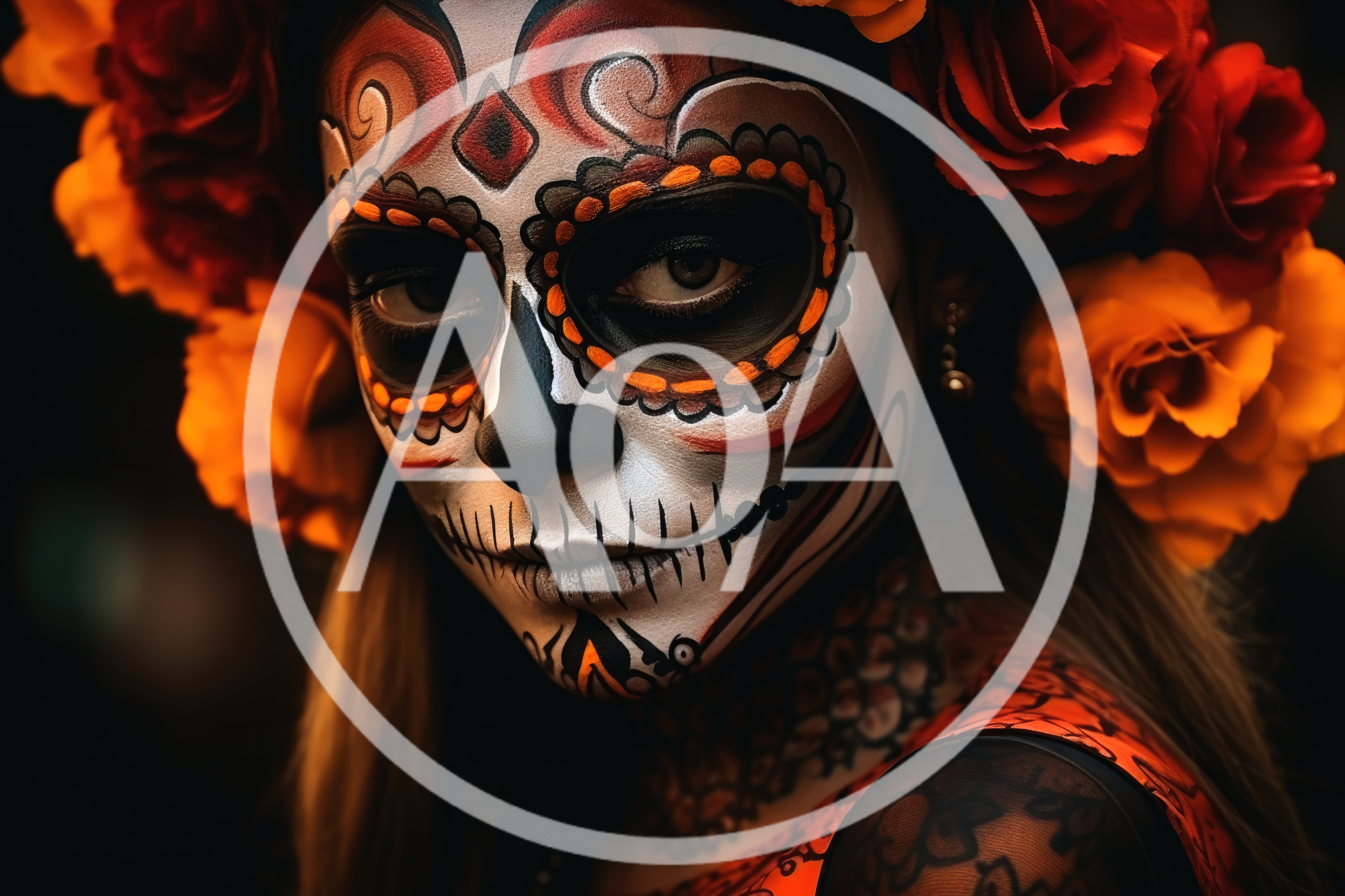 Woman Wearing Elaborate Day Of The Dead Makeup
