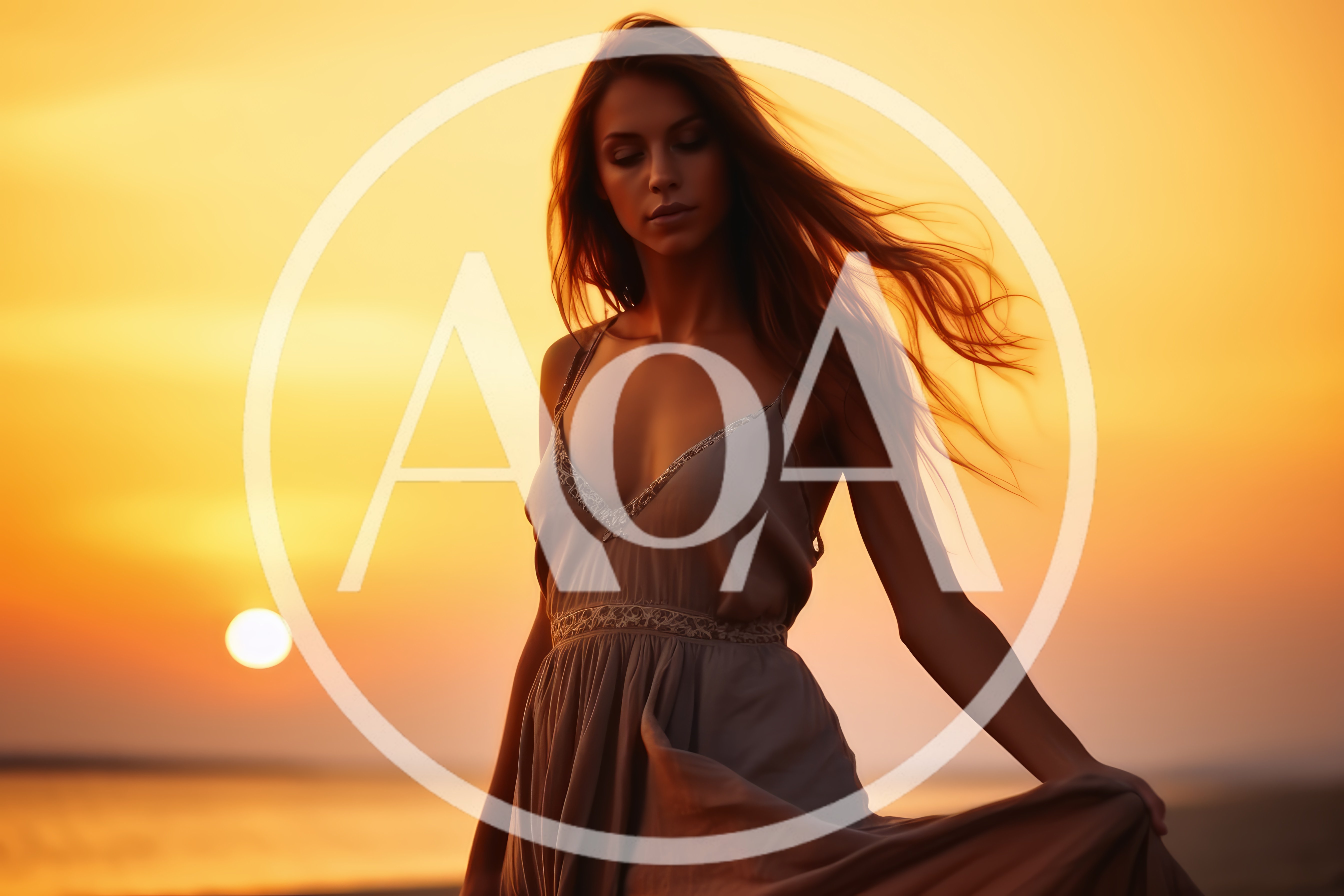 Young Woman Walking On Beach At Golden Hour