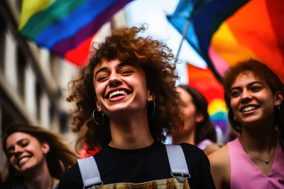 Diverse Group Celebrating At A Pride Parade