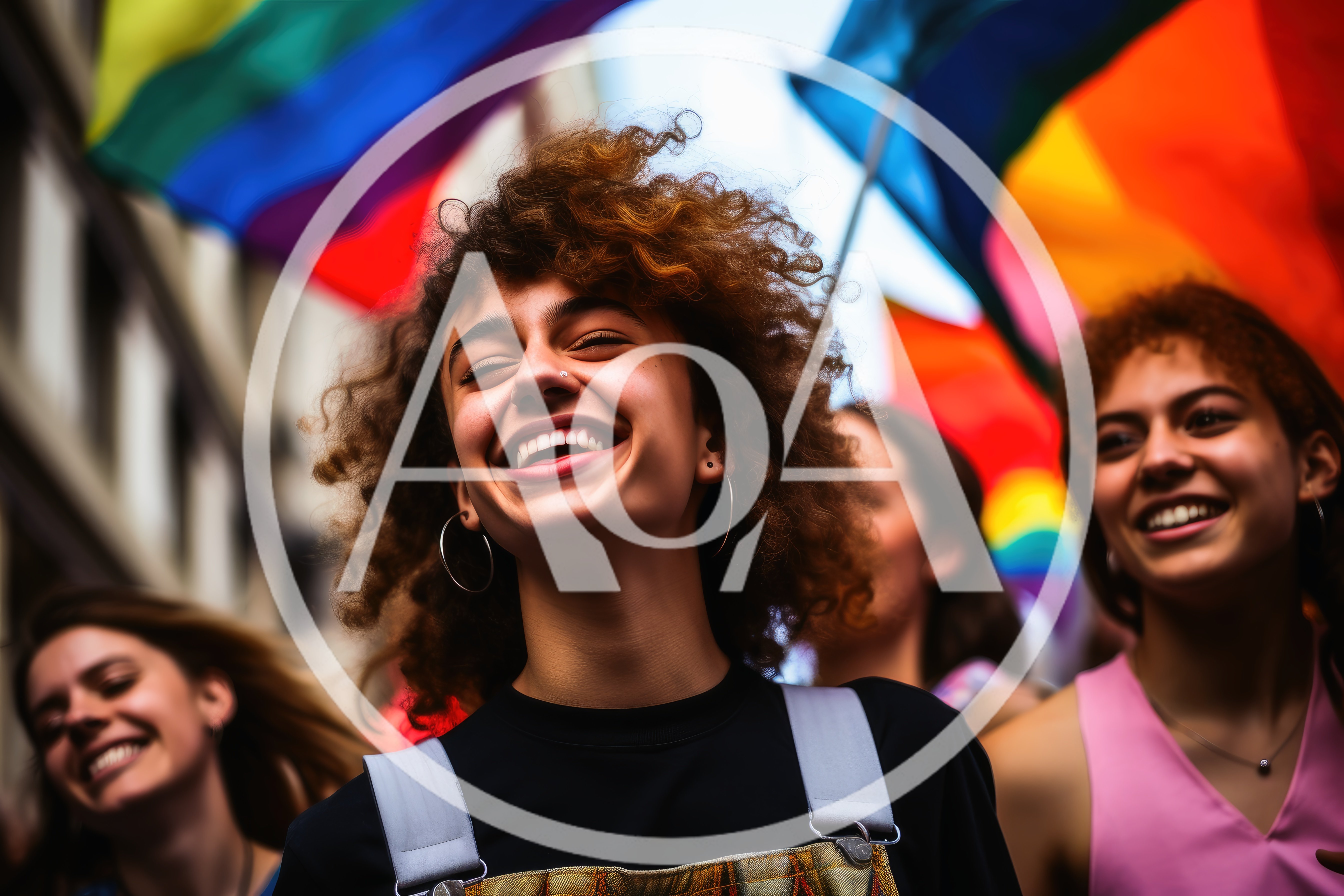Diverse Group Celebrating At A Pride Parade