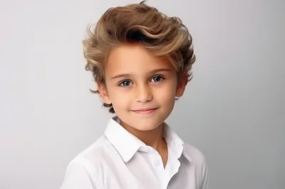 Portrait Of A Young Boy With Wavy Hair