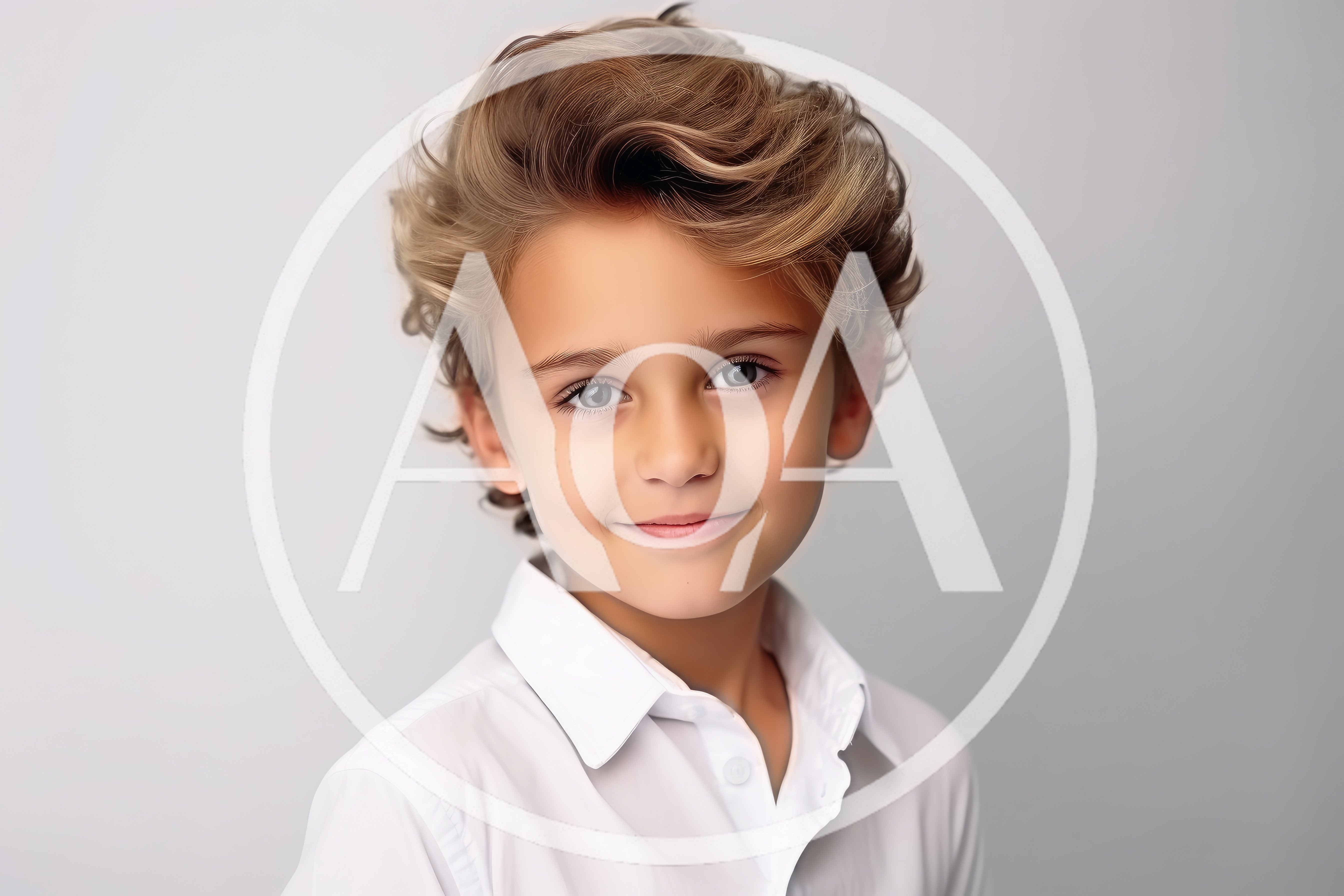Portrait Of A Young Boy With Wavy Hair