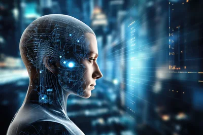 Profile View Of A Futuristic Artificial Intelligence Humanoid