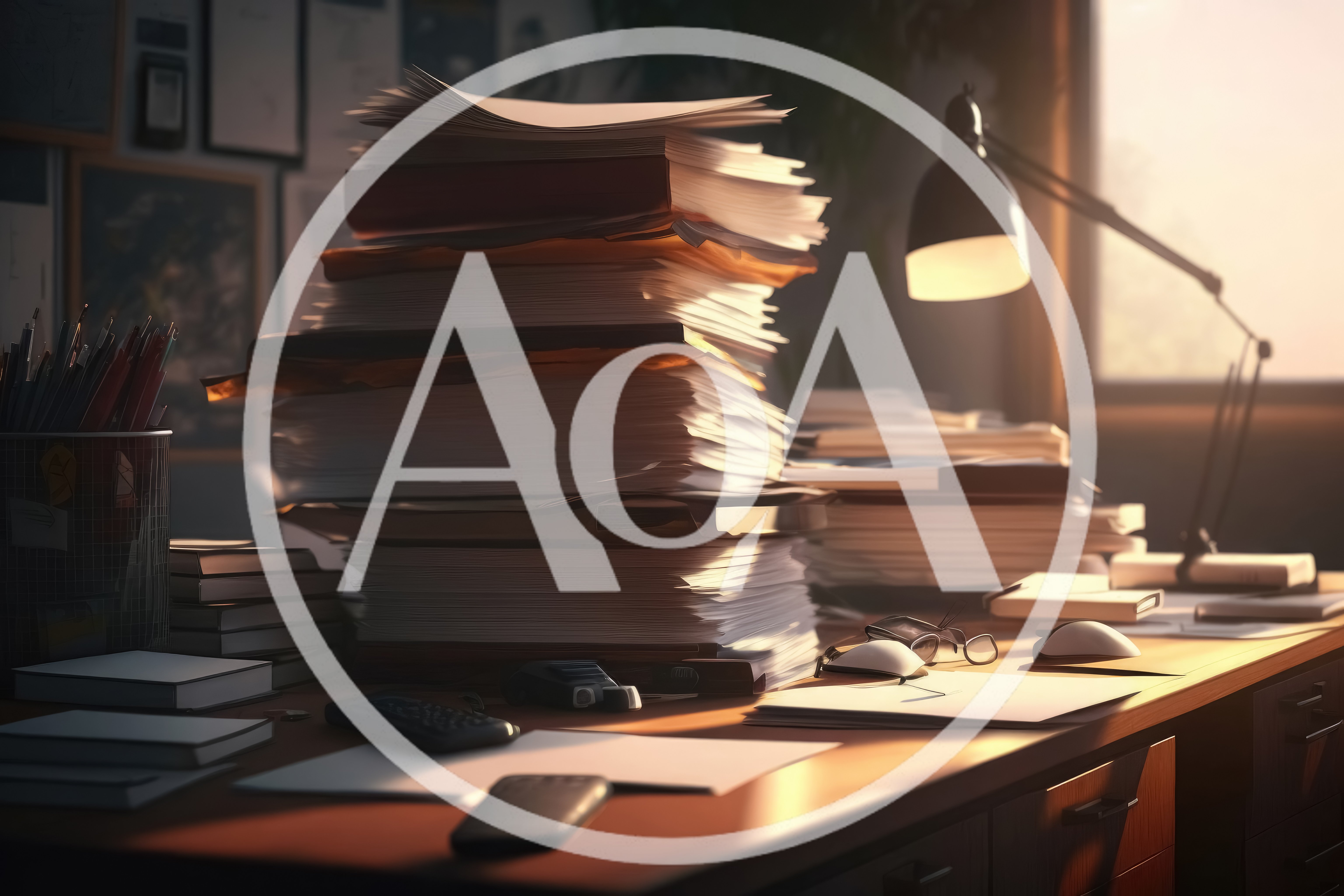 Messy Office Desk With Large Stacks Of Paperwork
