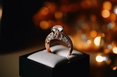 Elegant Diamond Engagement Ring in Black Jewelry Box