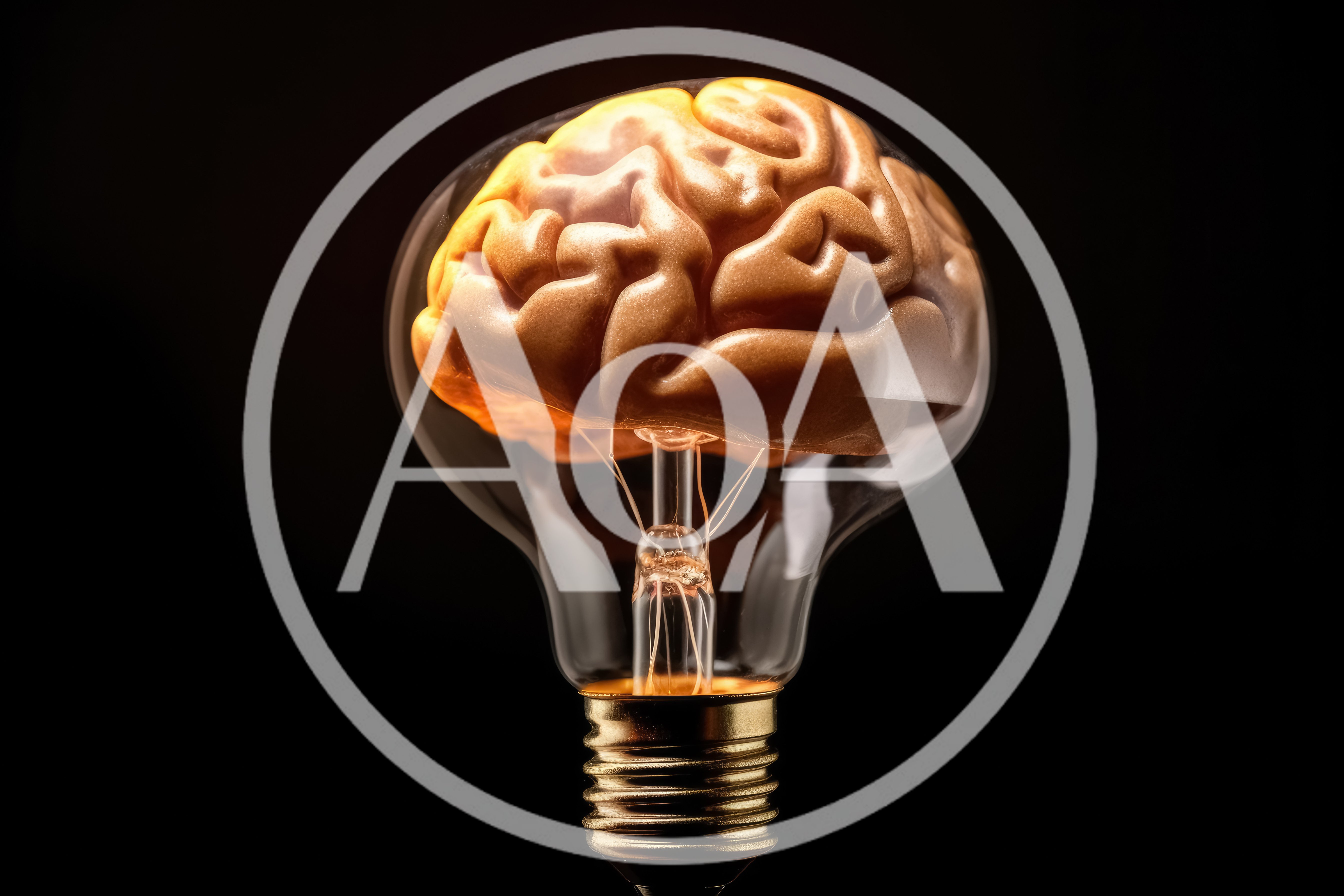 Human Brain Inside A Glowing Light Bulb