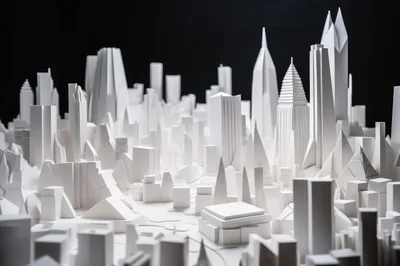White Architectural Model Of A Modern City Skyline