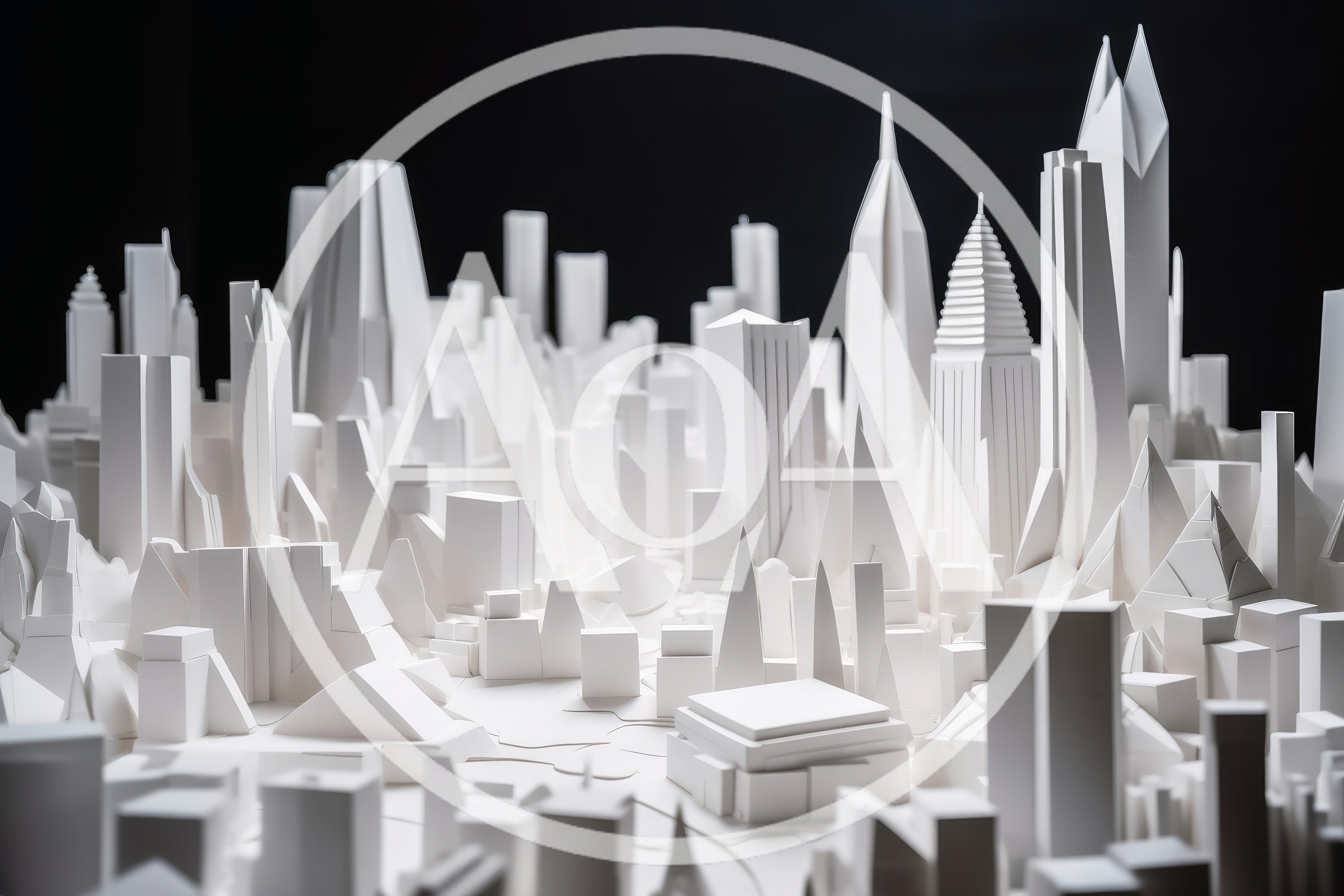 White Architectural Model Of A Modern City Skyline