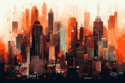Abstract Digital Illustration Of A Modern City Skyline