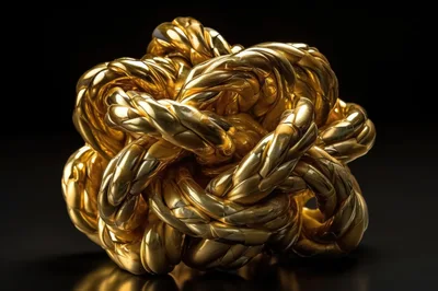 Intricate Golden Metallic Knot Sculpture