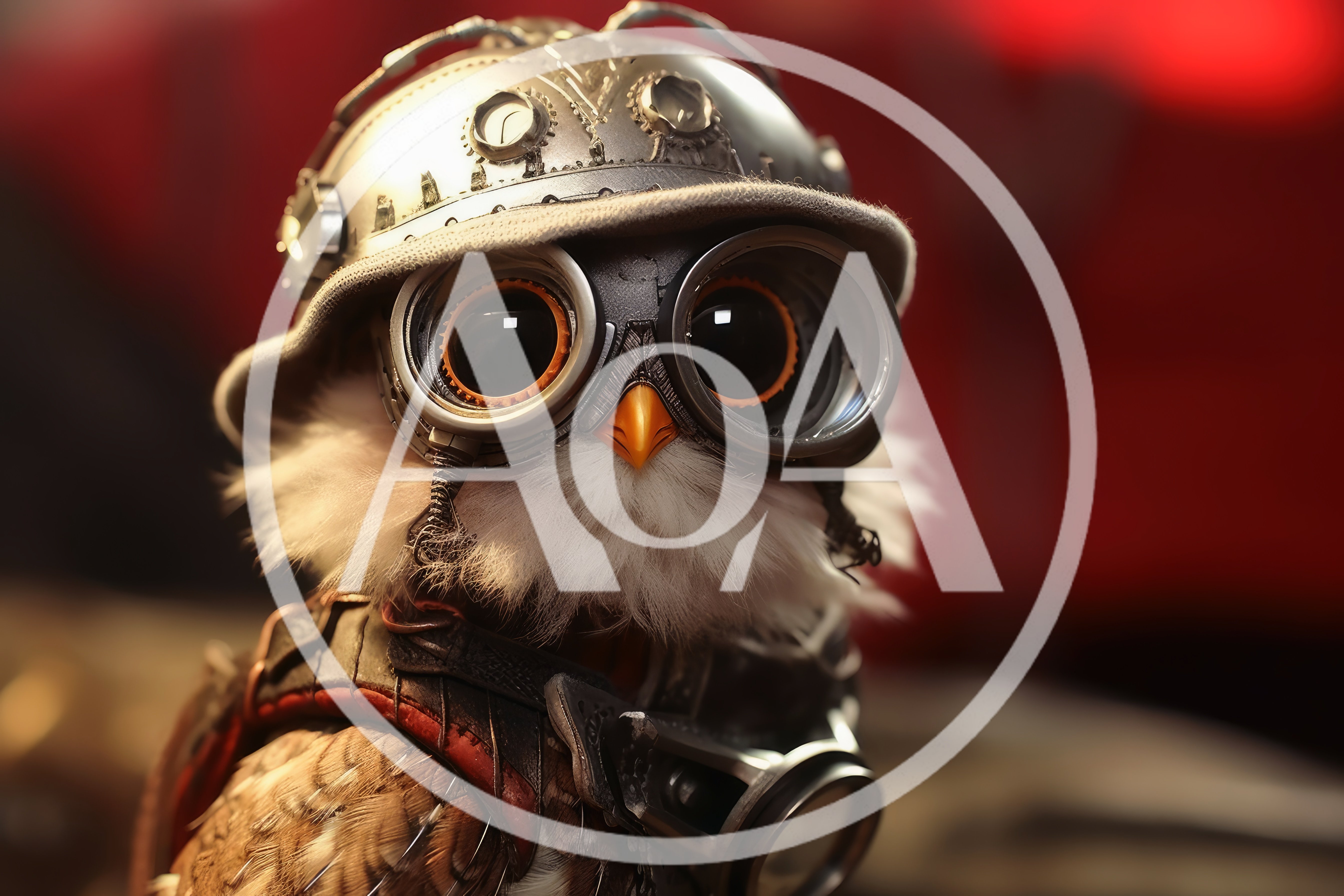 Steampunk Owl Wearing Aviator Goggles And Helmet