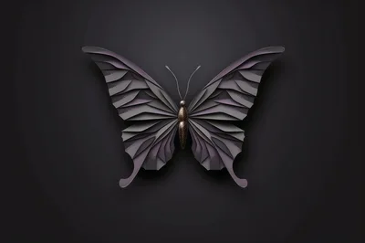 Stylized Paper Cutout Butterfly On Dark Background