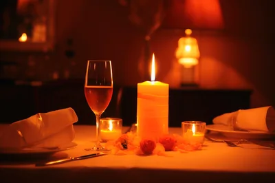 Romantic Candlelit Dinner Table Setting