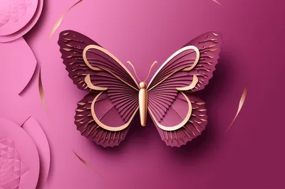 Paper Cutout Butterfly With Gold Accents
