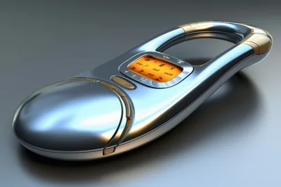 Futuristic Metallic Handheld Device With Digital Display