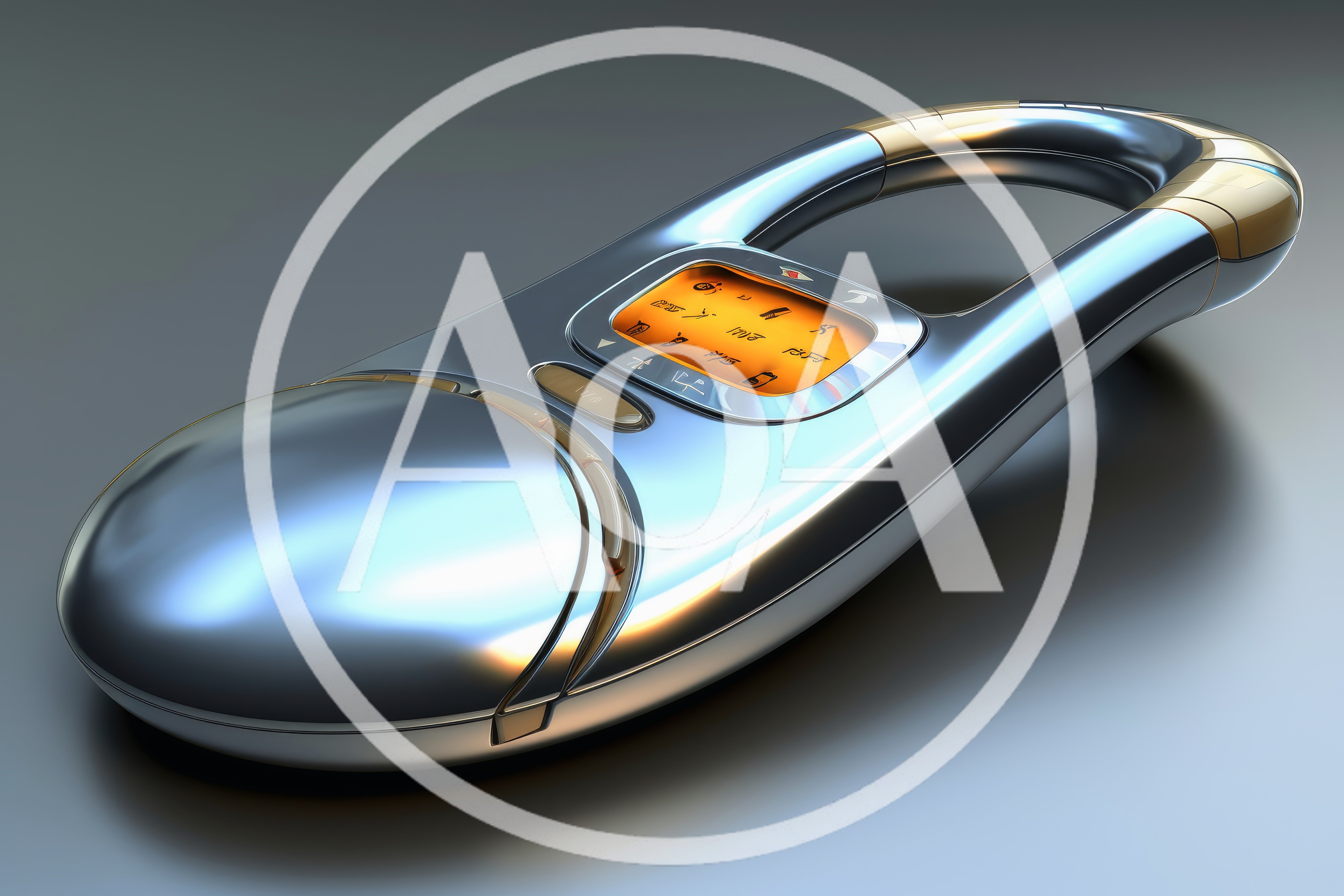 Futuristic Metallic Handheld Device With Digital Display