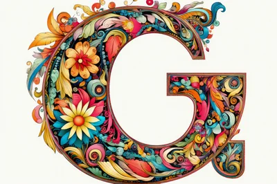 Ornate Floral Letter G Decorative Typography