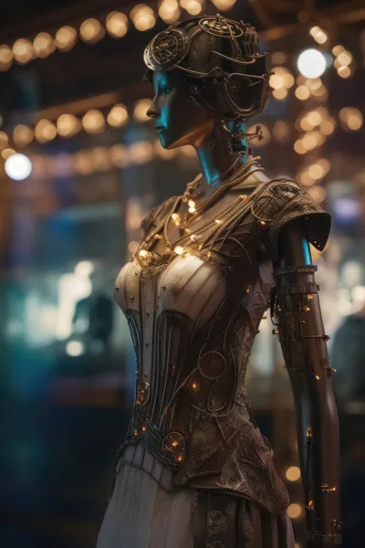 Steampunk Mannequin Display With Intricate Mechanical Details