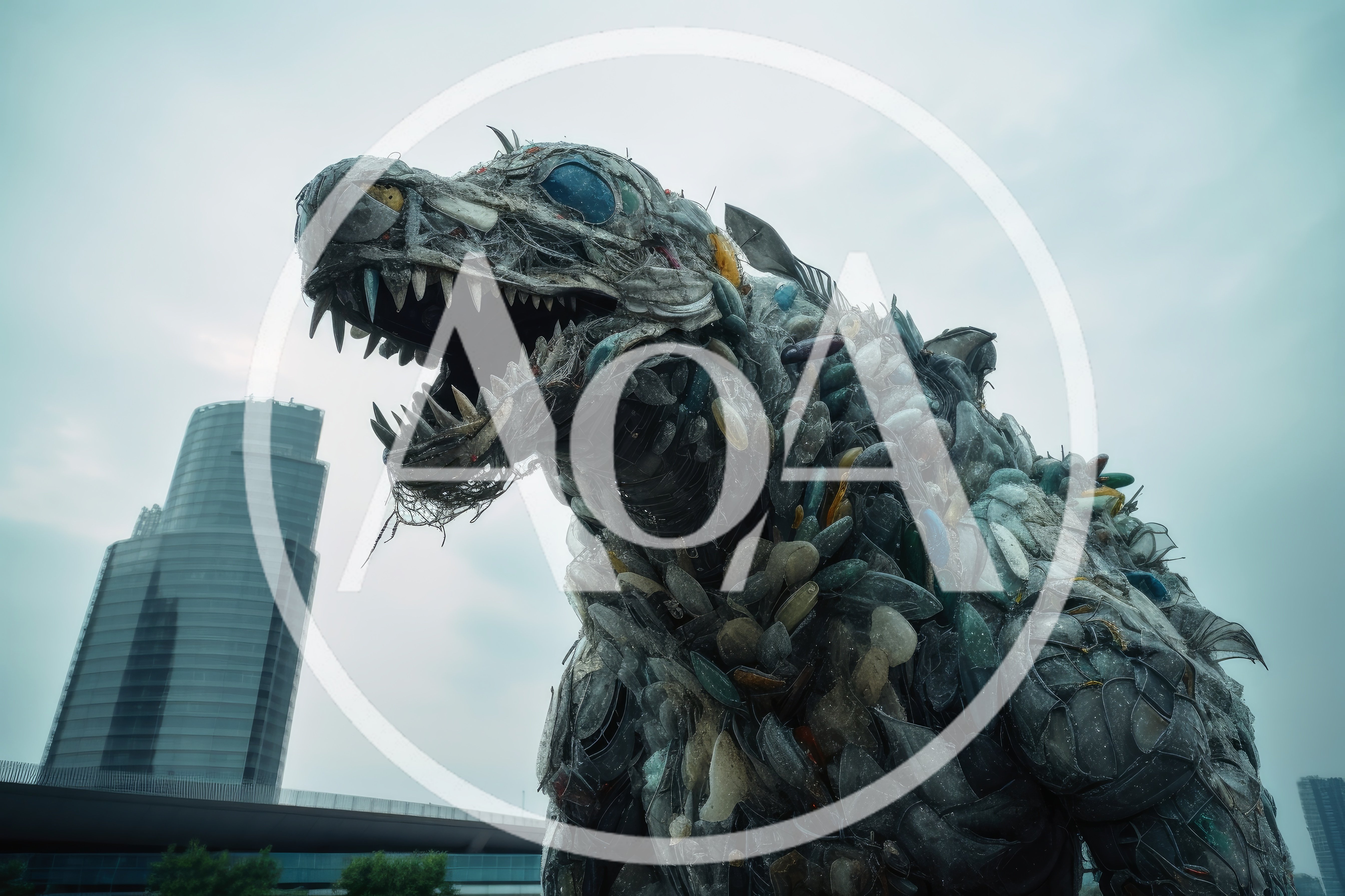 Giant Monster Sculpture Made Of Recycled Plastic Waste