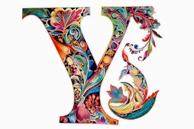 Ornate Floral Letter Y Typography Design