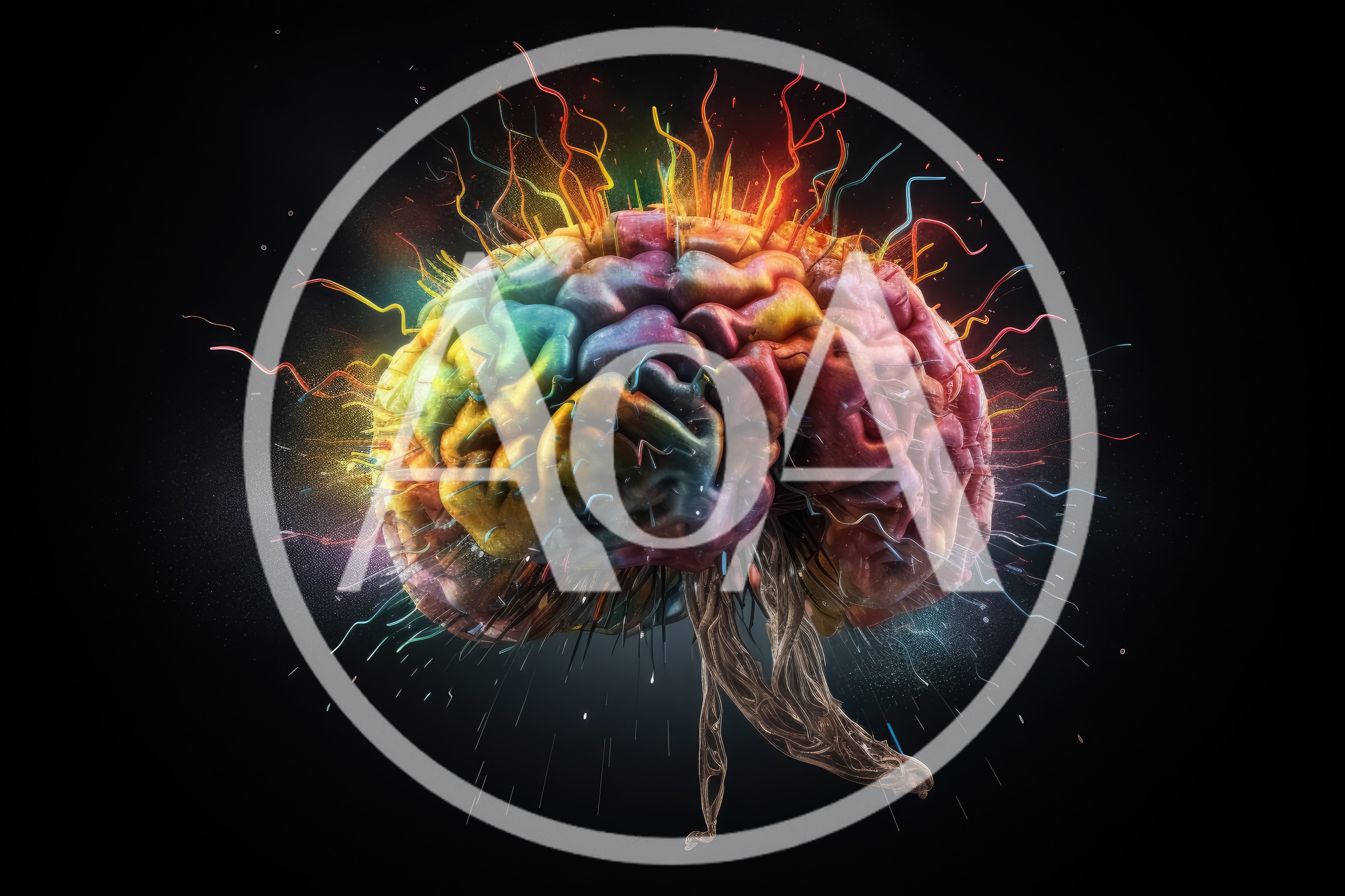 Abstract Colorful Human Brain With Neural Connections