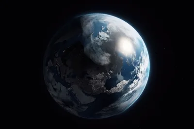 Cinematic View Of Earth From Space At Night